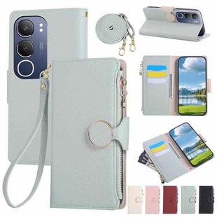 For vivo Y19s / Y29 5G Round Buckle Zipper Wallet Leather Phone Case with Crossbody Strap(Sky Blue)