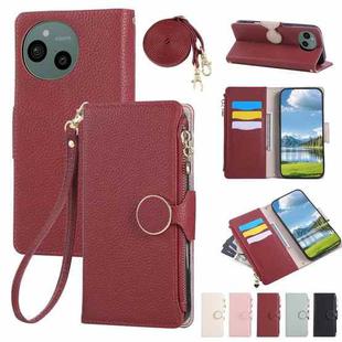 For Sharp Aquos Sense9 Round Buckle Zipper Wallet Leather Phone Case with Crossbody Strap(Red)