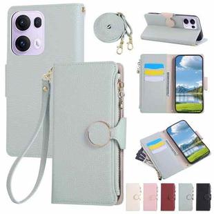 For OPPO Reno13 Pro Round Buckle Zipper Wallet Leather Phone Case with Crossbody Strap(Sky Blue)