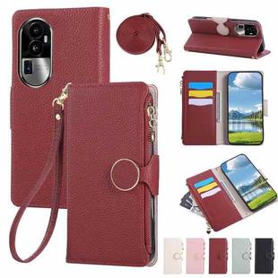 For OPPO Reno10 Pro+ Round Buckle Zipper Wallet Leather Phone Case with Crossbody Strap(Red)