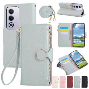 For OPPO A3 Pro India / A80 5G Round Buckle Zipper Wallet Leather Phone Case with Crossbody Strap(Sky Blue)