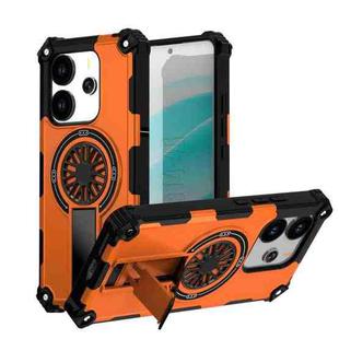 For Redmi Note 14 4G 163.25mm Shockproof Kickstand Metallic Shaft MagSafe Phone Case(Orange)