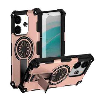 For Redmi Note 14 4G 163.25mm Shockproof Kickstand Metallic Shaft MagSafe Phone Case(Rose Gold)