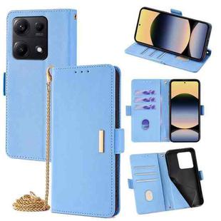 For Redmi Note 14S 4G Crossbody Chain Leather Phone Case(Blue)