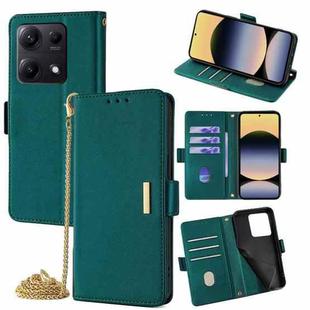 For Redmi Note 14S 4G Crossbody Chain Leather Phone Case(Green)
