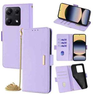 For Redmi Note 14S 4G Crossbody Chain Leather Phone Case(Purple)
