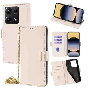 For Redmi Note 14S 4G Crossbody Chain Leather Phone Case(White)