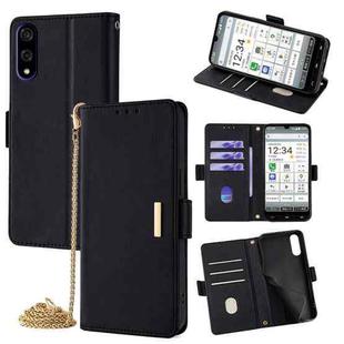 For Kyocera Basio Active3 Crossbody Chain Leather Phone Case(Black)