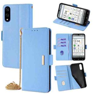 For Kyocera Basio Active3 Crossbody Chain Leather Phone Case(Blue)