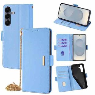 For Samsung Galaxy S25 5G Crossbody Chain Leather Phone Case(Blue)