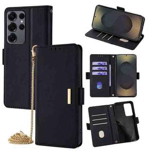 For Samsung Galaxy S25 Ultra 5G Crossbody Chain Leather Phone Case(Black)