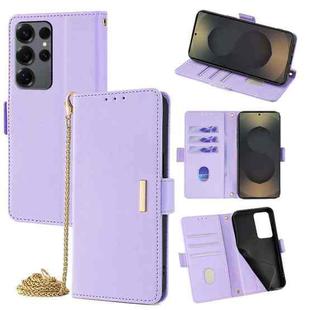 For Samsung Galaxy S25 Ultra 5G Crossbody Chain Leather Phone Case(Purple)