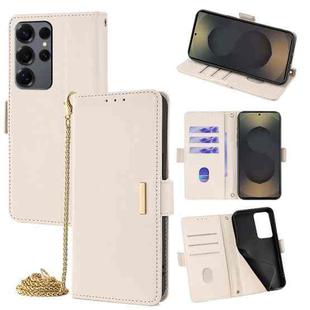 For Samsung Galaxy S25 Ultra 5G Crossbody Chain Leather Phone Case(White)