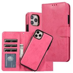 For iPhone 11 Pro Max KLT888-2 Retro 2 in 1 Detachable Magnetic Horizontal Flip TPU + PU Leather Case with Holder & Card Slots & Photo Frame & Wallet(Rose Red)