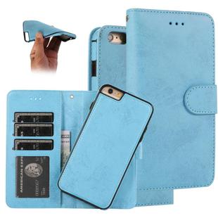 For iPhone 6 Plus KLT888-2 Retro 2 in 1 Detachable Magnetic Horizontal Flip TPU + PU Leather Case with Holder & Card Slots & Photo Frame & Wallet(Sky Blue)