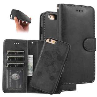 For iPhone 6 Plus KLT888-2 Retro 2 in 1 Detachable Magnetic Horizontal Flip TPU + PU Leather Case with Holder & Card Slots & Photo Frame & Wallet(Black)