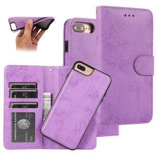 For iPhone 8 Plus / 7 Plus KLT888-2 Retro 2 in 1 Detachable Magnetic Horizontal Flip TPU + PU Leather Case with Holder & Card Slots & Photo Frame & Wallet(Purple)