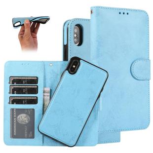 For iPhone X / XS KLT888-2 Retro 2 in 1 Detachable Magnetic Horizontal Flip TPU + PU Leather Case with Holder & Card Slots & Photo Frame & Wallet(Sky Blue)