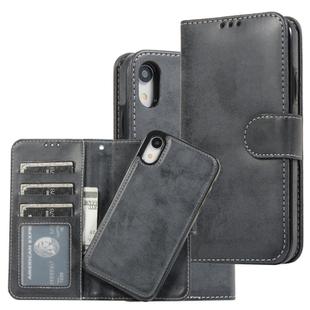 For iPhone XR KLT888-2 Retro 2 in 1 Detachable Magnetic Horizontal Flip TPU + PU Leather Case with Holder & Card Slots & Photo Frame & Wallet(Black)