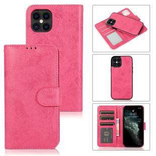 For iPhone 12 / 12 Pro KLT888-2 Retro 2 in 1 Detachable Magnetic Horizontal Flip TPU + PU Leather Case with Holder & Card Slots & Photo Frame & Wallet(Rose Red)