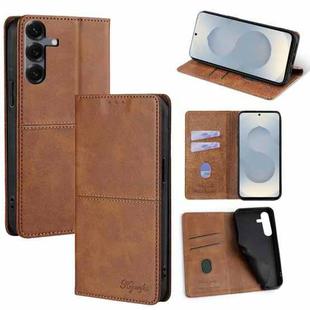 For Samsung Galaxy S25 5G Cow Texture Magnetic Leather Phone Case(Light Brown)