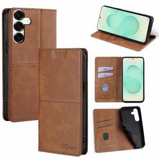 For Samsung Galaxy S25+ 5G Cow Texture Magnetic Leather Phone Case(Light Brown)
