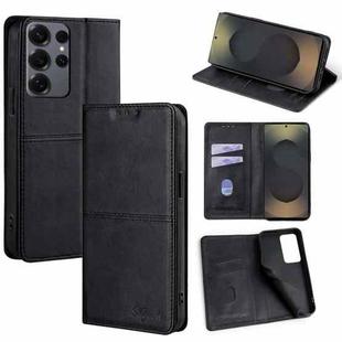 For Samsung Galaxy S25 Ultra 5G Cow Texture Magnetic Leather Phone Case(Black)