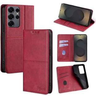 For Samsung Galaxy S25 Ultra 5G Cow Texture Magnetic Leather Phone Case(Red)