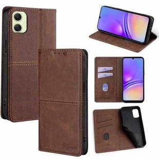 For Samsung Galaxy A05 4G Cow Texture Magnetic Leather Phone Case(Dark Brown)