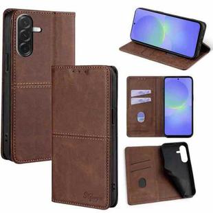 For Samsung Galaxy A36 5G Cow Texture Magnetic Leather Phone Case(Dark Brown)