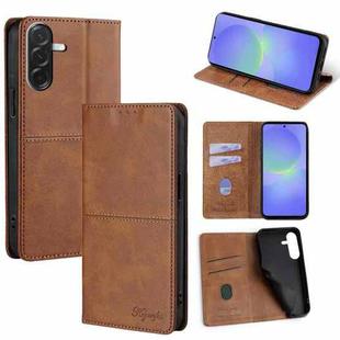 For Samsung Galaxy A36 5G Cow Texture Magnetic Leather Phone Case(Light Brown)