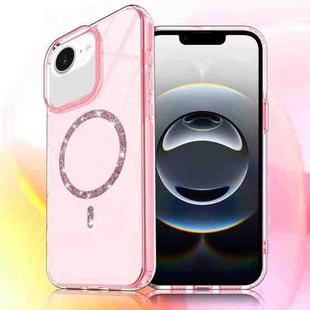 For iPhone 16e Transparent MagSafe Glitter Powder Acrylic Phone Case(Pink)