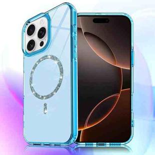 For iPhone 16 Pro Max Transparent MagSafe Glitter Powder Acrylic Phone Case(Blue)