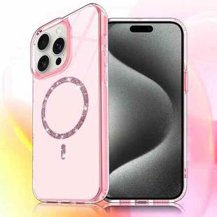 For iPhone 15 Pro Transparent MagSafe Glitter Powder Acrylic Phone Case(Pink)