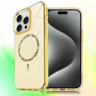 For iPhone 15 Pro Transparent MagSafe Glitter Powder Acrylic Phone Case(Yellow)