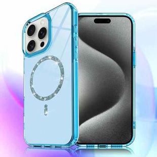 For iPhone 15 Pro Transparent MagSafe Glitter Powder Acrylic Phone Case(Blue)