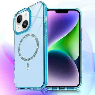 For iPhone 15 Plus / 14 Plus Transparent MagSafe Glitter Powder Acrylic Phone Case(Blue)