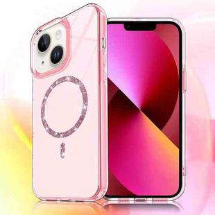 For iPhone 14 / 13 Transparent MagSafe Glitter Powder Acrylic Phone Case(Pink)