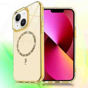 For iPhone 14 / 13 Transparent MagSafe Glitter Powder Acrylic Phone Case(Yellow)