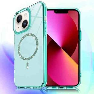 For iPhone 14 / 13 Transparent MagSafe Glitter Powder Acrylic Phone Case(Green)