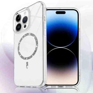 For iPhone 14 Pro Max Transparent MagSafe Glitter Powder Acrylic Phone Case(White)
