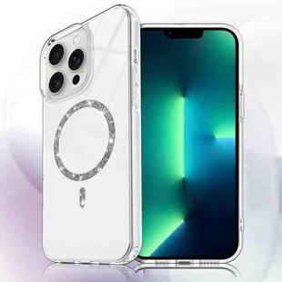 For iPhone 13 Pro Max Transparent MagSafe Glitter Powder Acrylic Phone Case(White)