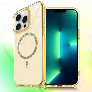 For iPhone 13 Pro Max Transparent MagSafe Glitter Powder Acrylic Phone Case(Yellow)