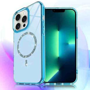 For iPhone 13 Pro Max Transparent MagSafe Glitter Powder Acrylic Phone Case(Blue)