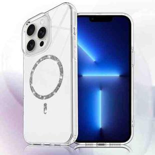 For iPhone 13 Pro Transparent MagSafe Glitter Powder Acrylic Phone Case(White)