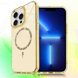 For iPhone 13 Pro Transparent MagSafe Glitter Powder Acrylic Phone Case(Yellow)