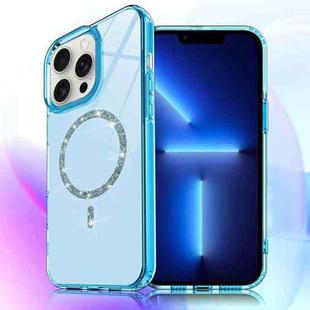 For iPhone 13 Pro Transparent MagSafe Glitter Powder Acrylic Phone Case(Blue)