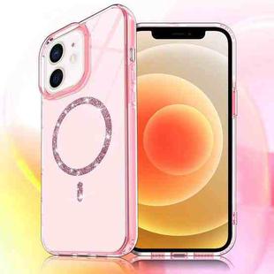 For iPhone 12 / 12 Pro Transparent MagSafe Glitter Powder Acrylic Phone Case(Pink)