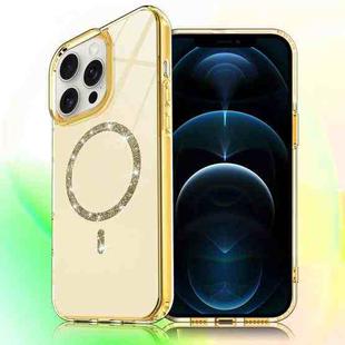 For iPhone 12 Pro Max Transparent MagSafe Glitter Powder Acrylic Phone Case(Yellow)