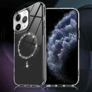 For iPhone 11 Pro Max Transparent MagSafe Glitter Powder Acrylic Phone Case(Black)